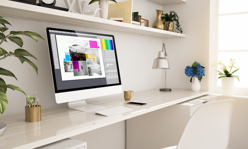 Adobe Illustratorが表示されたデザイナーのワークスペース - デジタル環境での創造的な作業空間